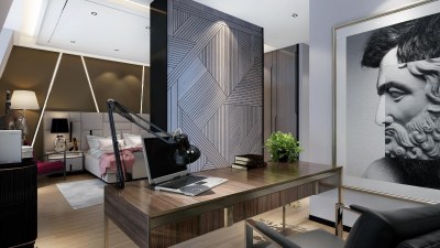 现代家居主卧室3D模型下载